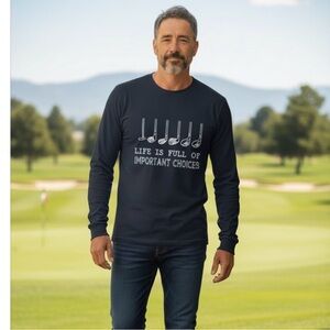 Life Is Full Of Important Choices Graphic Golf Shirt Men's XL‎ Black